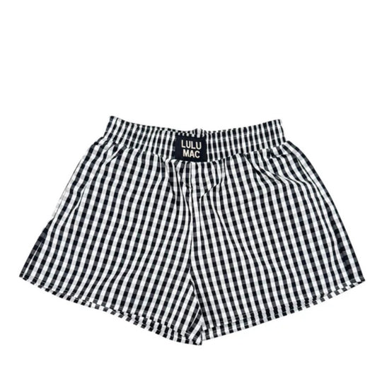 LULU MAC GINGHAM SHORTS BLACK PRE ORDER