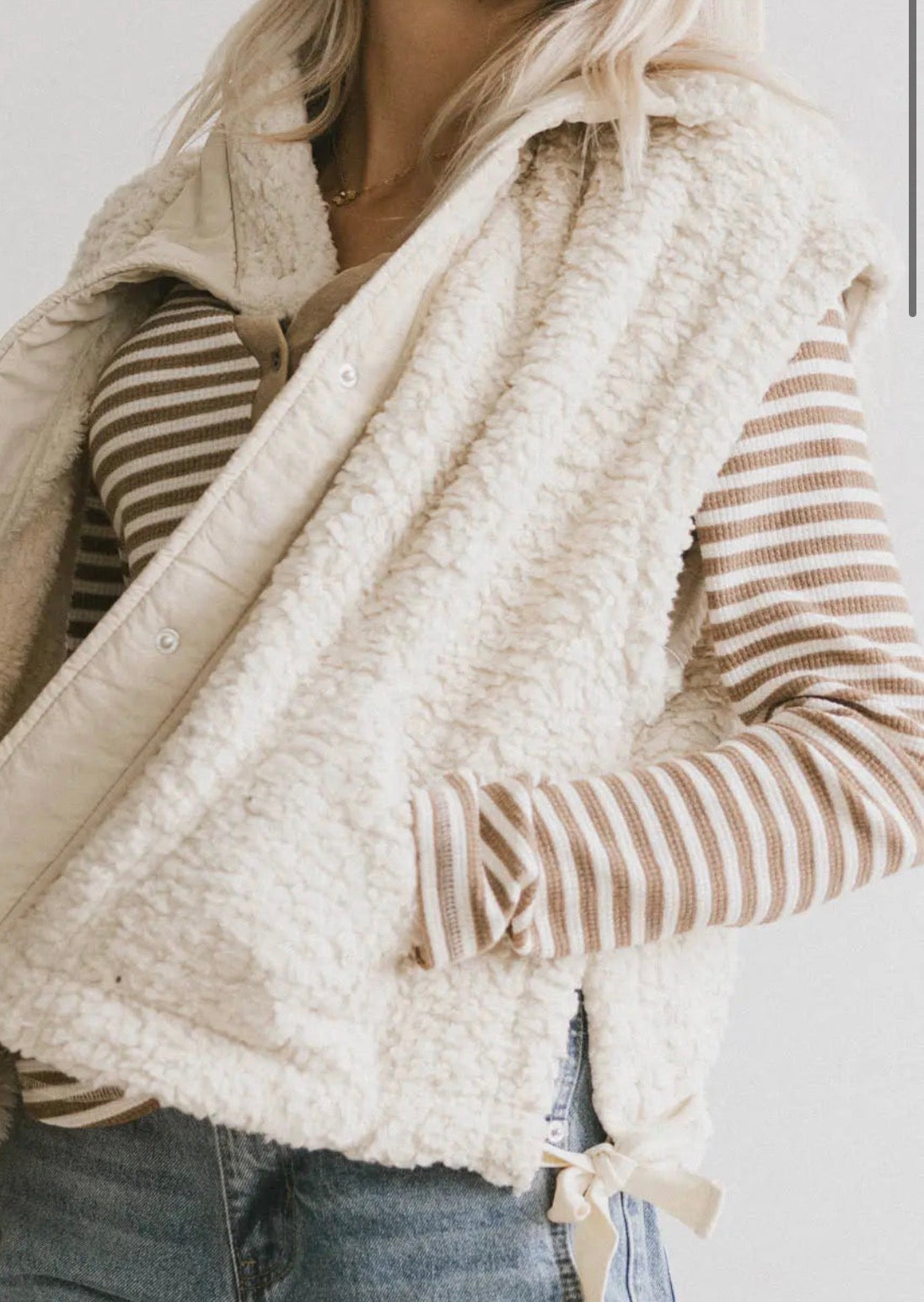 CREAM Woven Vest With Bow Tie