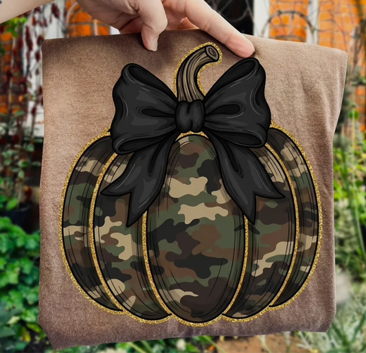 Pumpkin Embroidery Tee Womens