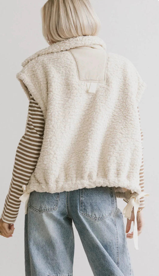 CREAM Woven Vest With Bow Tie